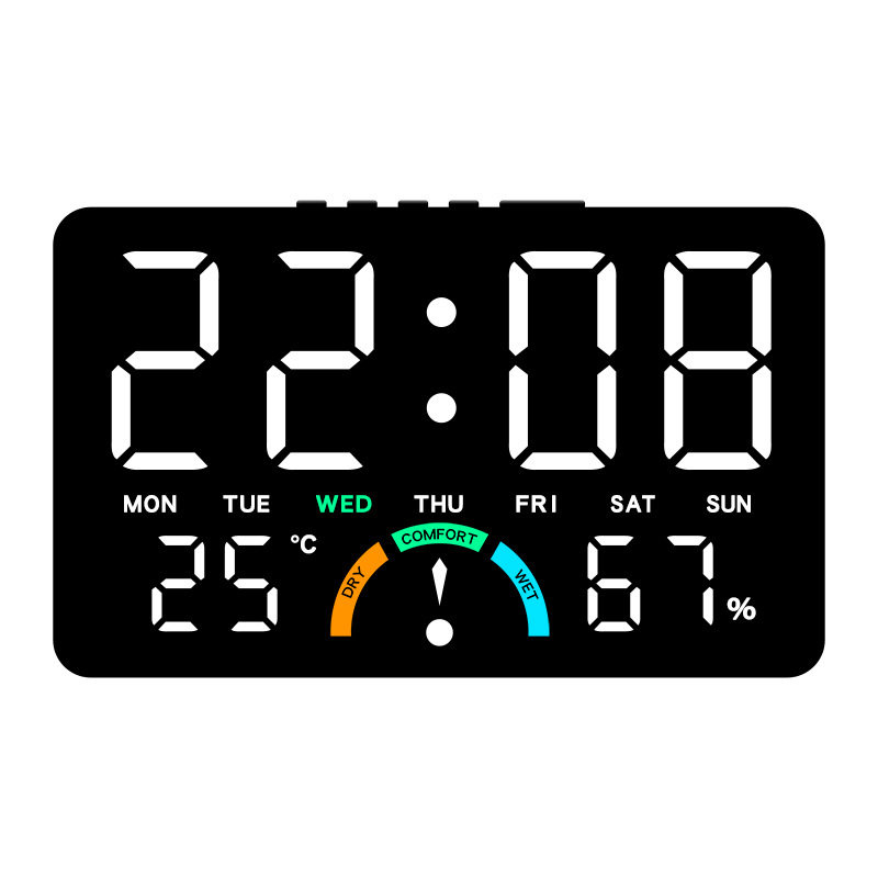 Modern Electronics Gadgets - 最新のデジタル時計 LED 目覚まし時計寝室用電子デスクトップ時計温度表示付き明るさ調整可能 12/24 時間表示