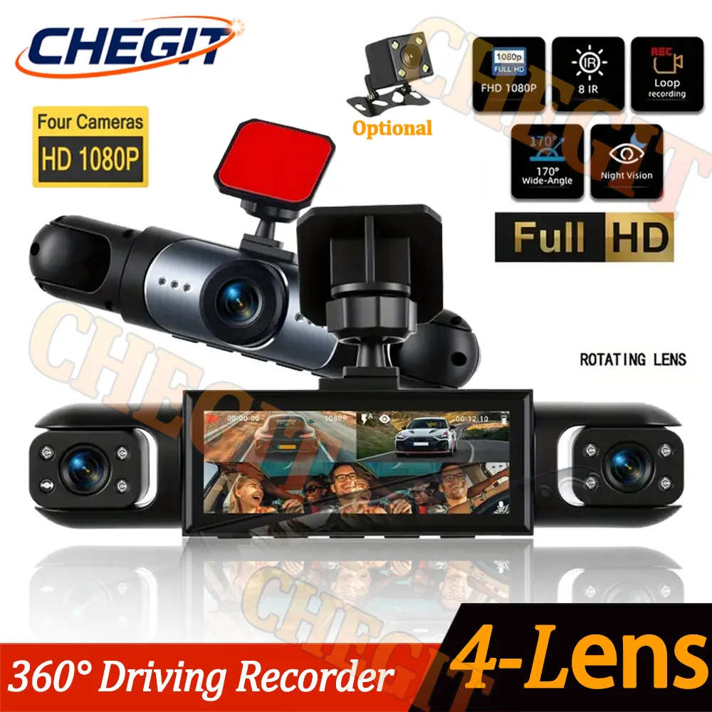 Panoramic Dash Cam 360 - 新しい360 ° 車載カメラ 1080P ダッシュカム 自動