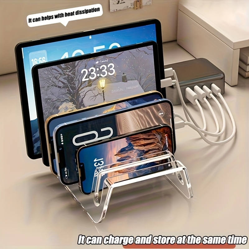 Modern Electronics Gadgets - 6/8セルアクリル製マルチデバイス収納ラック、デスクトップ用携帯電話・タブレット充電スタンド、電子機器オーガナイザーボックス