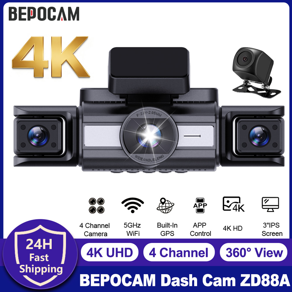 Panoramic Dash Cam 360 - BEPOCAM 4チャンネル ドライブレコーダー 4K フロントカメラ 360度