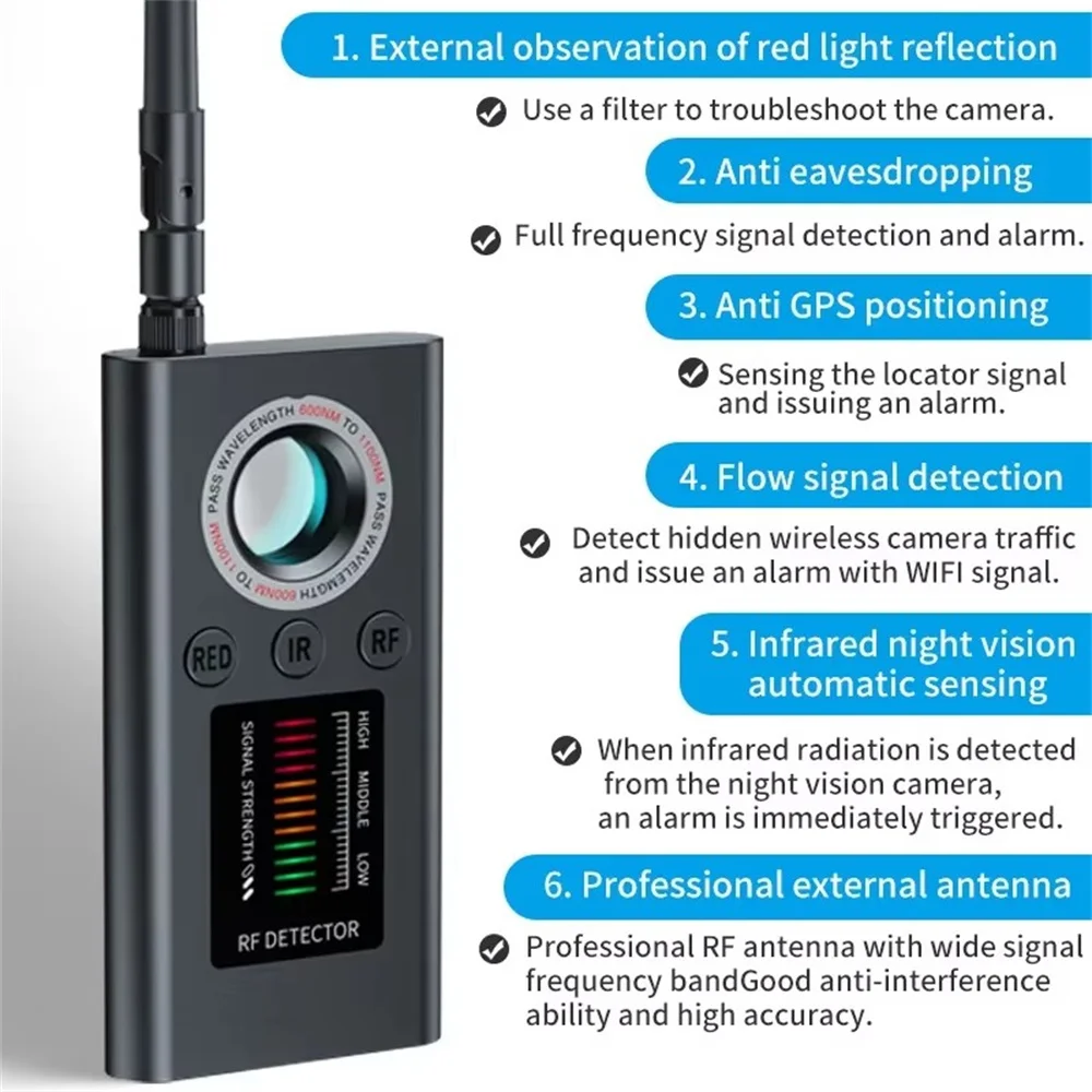 Electronics Gadgets Sale - 隠しカメラ検出器アンチスパイガジェットプロフェッショナルワイヤレス信号車GPS赤外線ミニカメラ盗聴盗撮装置検索デバイス