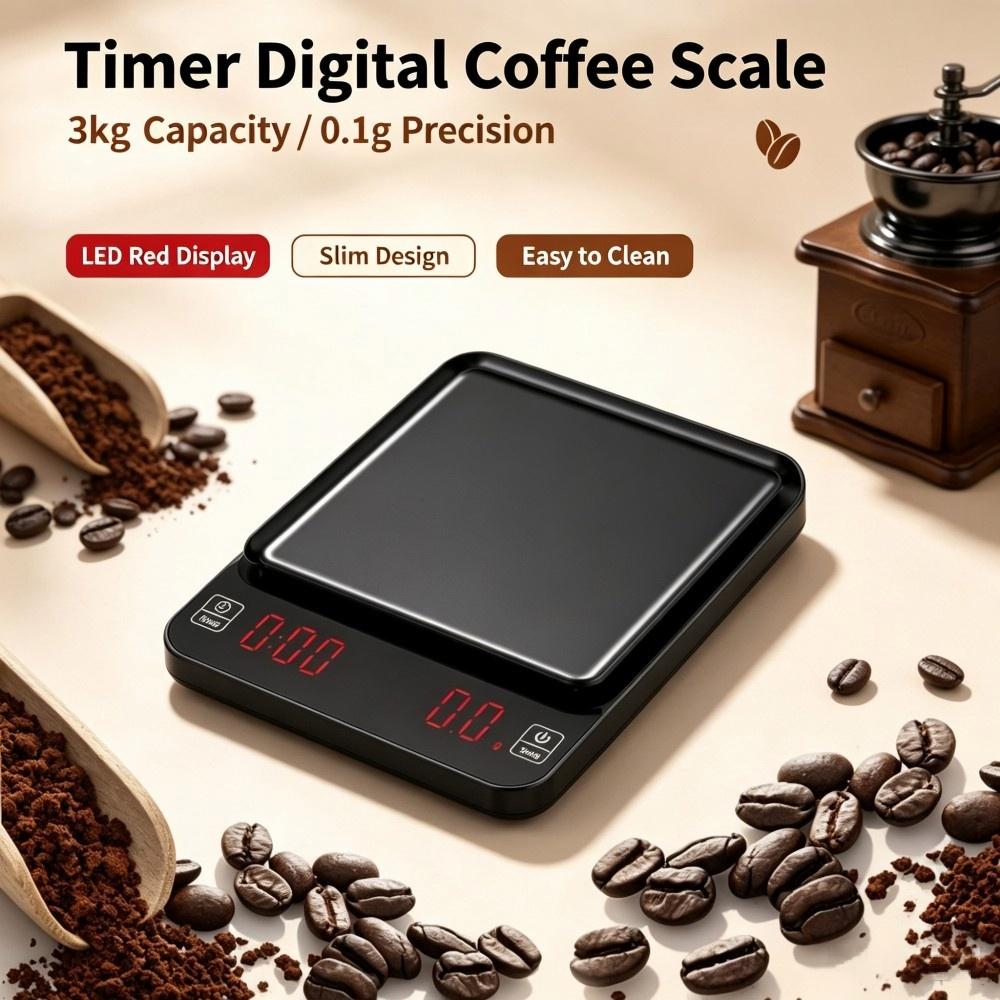 Electronics & Gadgets Icon - 3kg/0.1g高精度デジタルコーヒースケール、LEDポータブルキッチンスケール、ベーキングや家庭料理用電子計量器 ﻿ ﻿