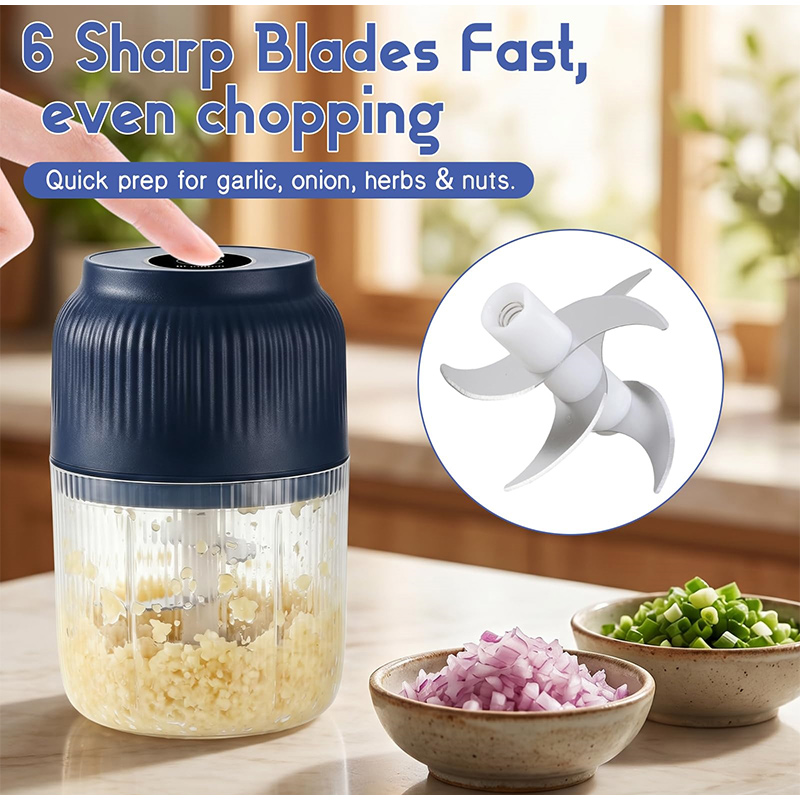 Kitchen Electronics Gadgets - 2026年新型コードレスミニフードチョッパー、6枚刃電動ミートグラインダー、野菜ピューレメーカー、USB充電式ミニキッチンツール