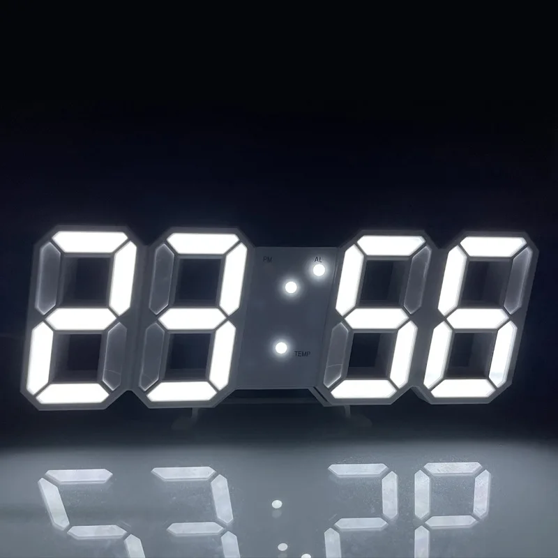Modern Electronics Gadgets - 3D LEDデジタル時計 発光USBプラグイン多機能電子壁掛け時計 寝室用クリエイティブな家の装飾