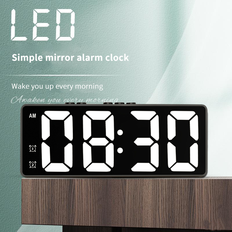 Modern Electronics Gadgets - デスクトップデスクトップ時計LEDミラーテーブルクロックデジタル目覚ましスヌーズ表示時間電子時計