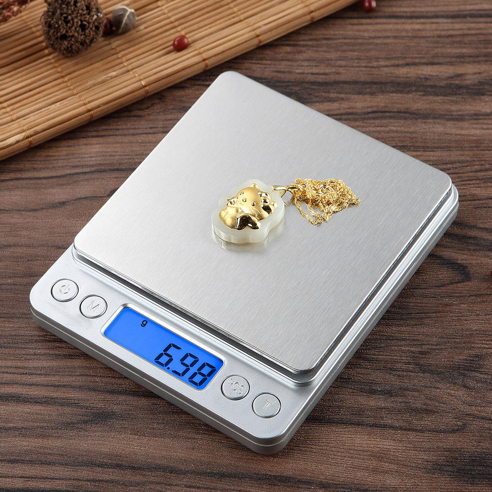 Kitchen Electronics Gadgets - LCDデジタルジュエリースケール 3kg 0.1g/500g 0.01g スマート精密電子ポケットポータブルキッチンフードスケール グラム重量バランス