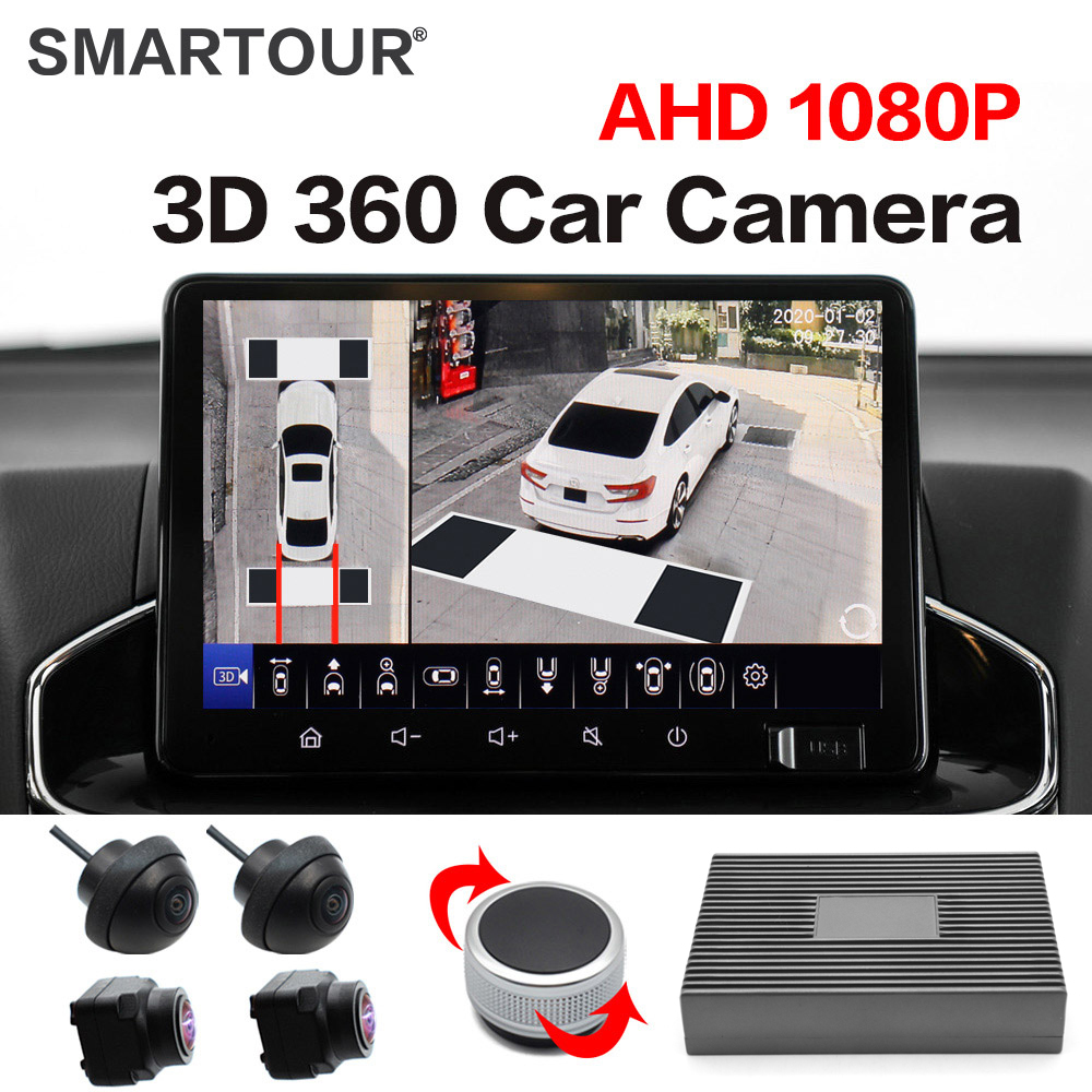 Panoramic Dash Cam 360 - SMARTOUR 1080P全方位ビュー360度バードビュー3Dカメラ車載サラウンドパノラマシステム円形レビューDVRレコーダーモニタリング