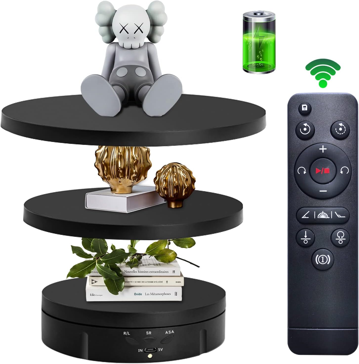 Modern Electronics Gadgets - 3in1電動回転ディスプレイスタンド、5.74/7.08/8.66インチの交換用カバー付き。最大22ポンドの耐荷重。360度電子ターンテーブル。電池不要。