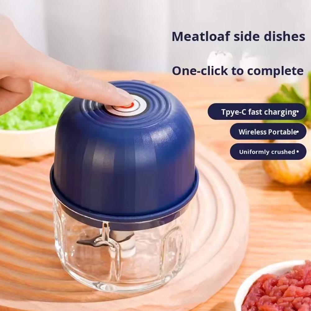 Kitchen Electronics Gadgets - ミニ電動ガーリックチョッパー ポータブルUSB充電式フードプロセッサー 防水野菜・玉ねぎ・肉用グラインダー BPAフリー キッチンツール