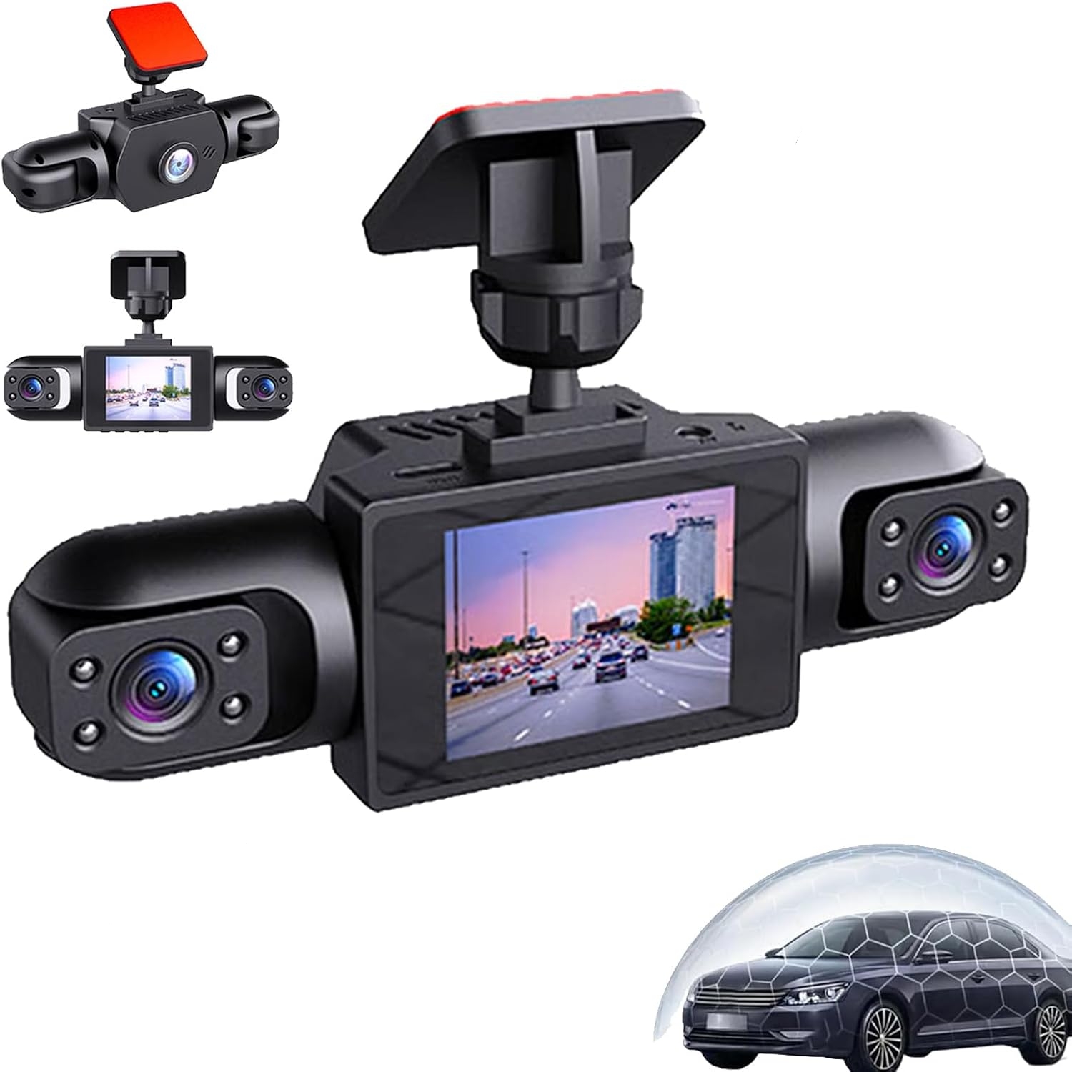 Panoramic Dash Cam 360 - 全方位360度1080Pパノラマドライブレコーダー2インチ4レンズ衝突検知モーションモニタリングクロスボーダービデオレコーダー