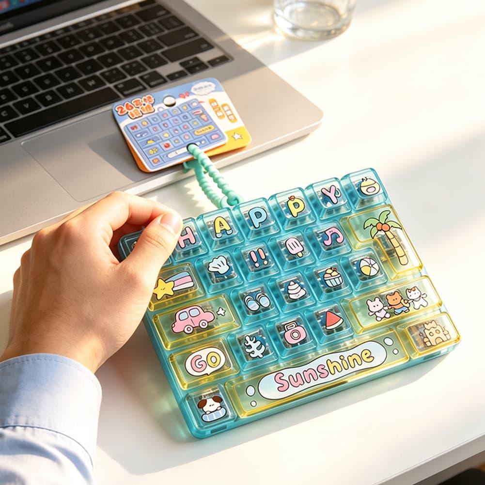 Electronics Gadgets Bag - 26キーのフィジェットボタンキーホルダー、減圧ボタンおもちゃ、かわいいストレス解消フィジェットトイ、子供用バッグ飾りミニペンダント