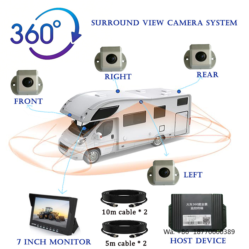 Panoramic Dash Cam 360 - 工場MDVRインテリジェント警告AI BSD車3D 360度パノラマシステム車両4CHビュー度角カメラシステムピックアップトラックダッシュカム