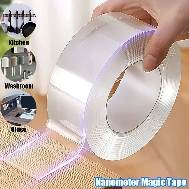 Kitchen Electronics Gadgets - 両面コンタクト粘着テープ,強力で非常に強力,キッチンとバスルーム用の粘着性,防水および洗浄可能ツール,5m