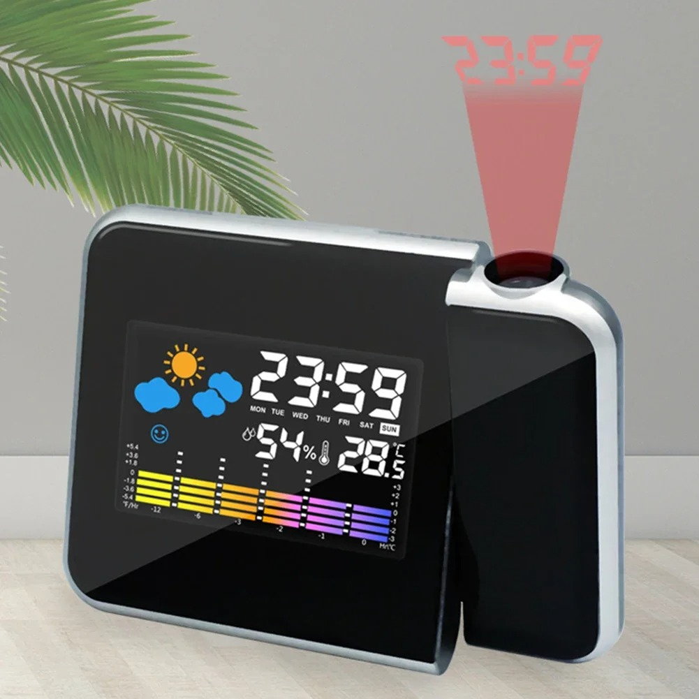 LED回転投影目覚まし時計カラースクリーンデジタルディスプレ - Modern Electronics Gadgets のレビューと価格
