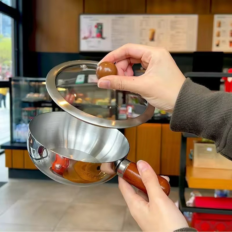 ステンレス製ソースパン ミルクパン くるみ材の木製ハンドル付 - Kitchen Electronics Gadgets のレビューと価格
