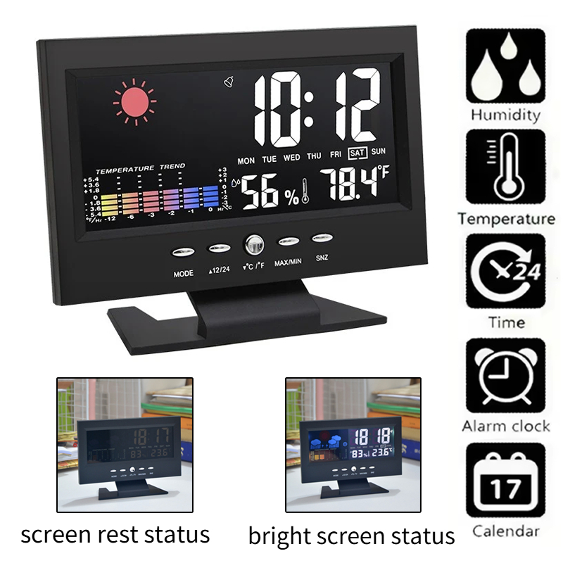 多機能カラースクリーン電子時計 温度・湿度表示 音声制御 天 - Modern Electronics Gadgets のレビューと価格