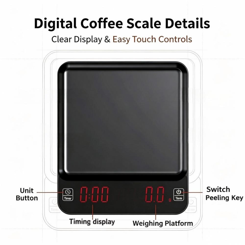 3kg/0.1g高精度デジタルコーヒースケール、LEDポータ - Electronics & Gadgets Icon のレビューと価格