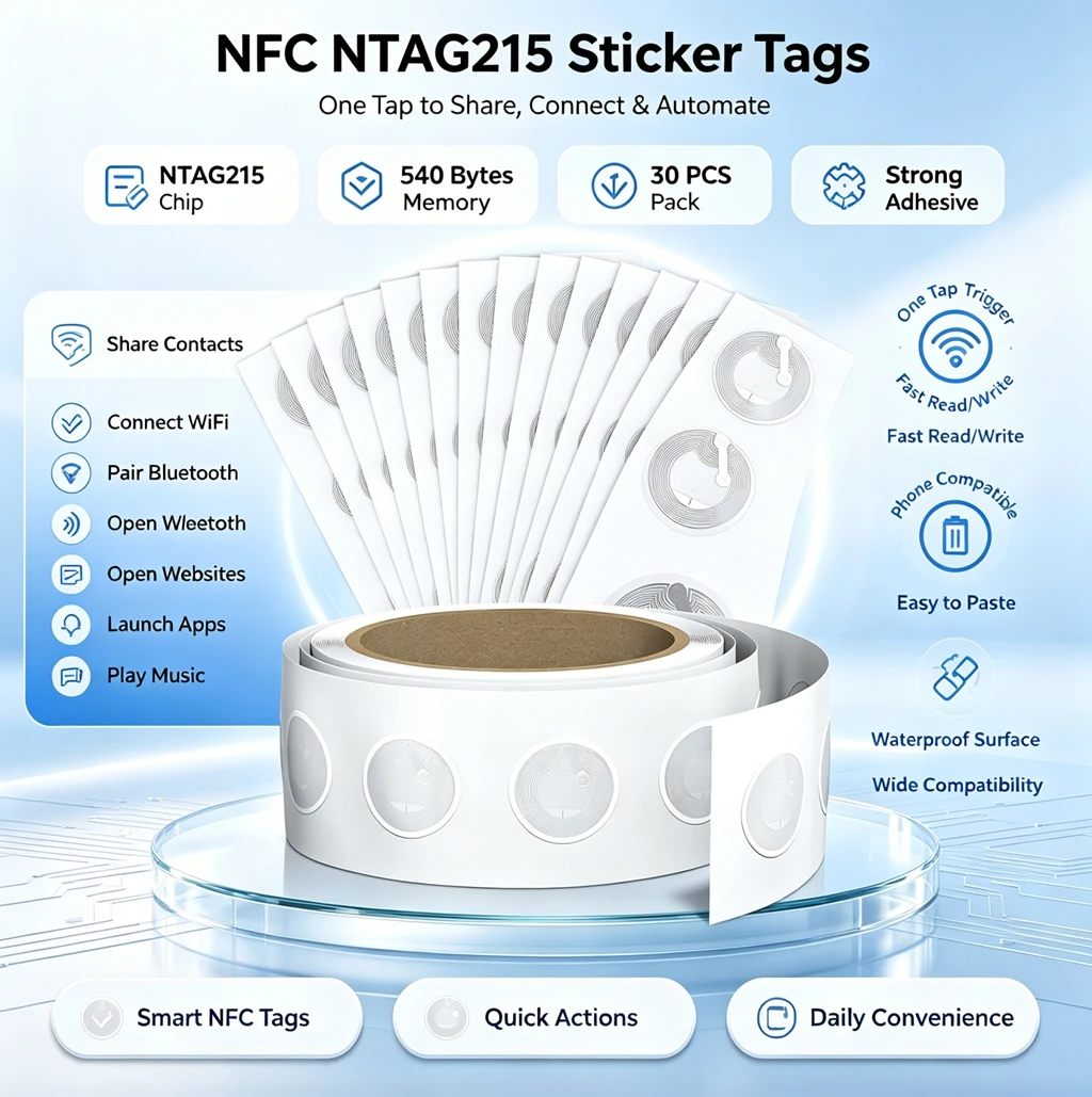 10-50個の大容量NTAG215 NFCステッカー、すべて - Nfc Tag Programmable のレビューと価格