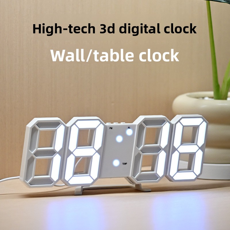 3D LEDデジタル時計 発光USBプラグイン多機能電子壁掛 - Modern Electronics Gadgets のレビューと価格