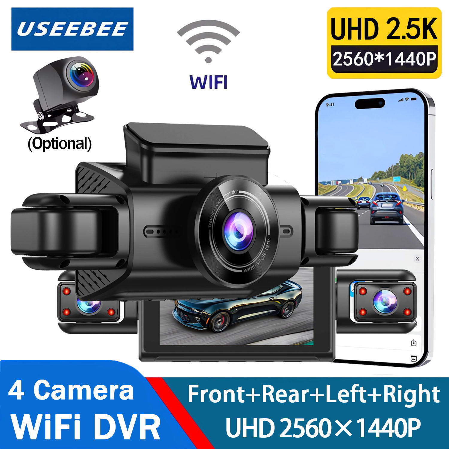 360度4カメラ搭載ドライブレコーダー 車載カメラ DVR  - Panoramic Dash Cam 360 のレビューと価格