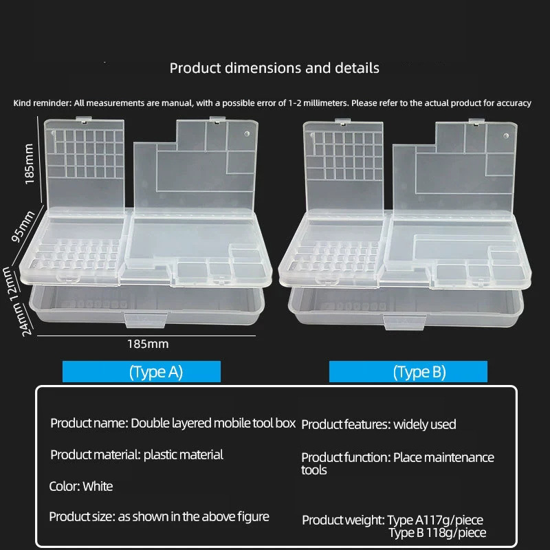 二層電子透明プラスチック部品収納ボックスネジアクセサリー電話 - Electronics Gadgets And Accessories のレビューと価格