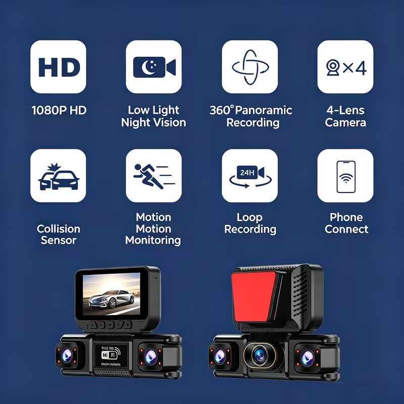 3/4CH WiFi 360 °   パノラマダッシュカム、 - Panoramic Dash Cam 360 のレビューと価格