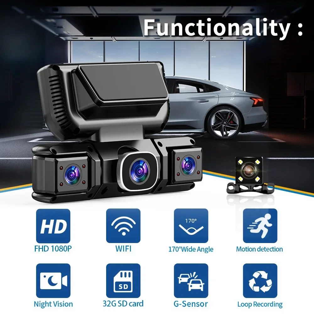 360度4カメラ（フロント、左、右、リアビュー）WIFI 1 - Panoramic Dash Cam 360 のレビューと価格